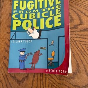 Dilbert 'Fugitive from the Cubicle Police' Blue and Red Art Print